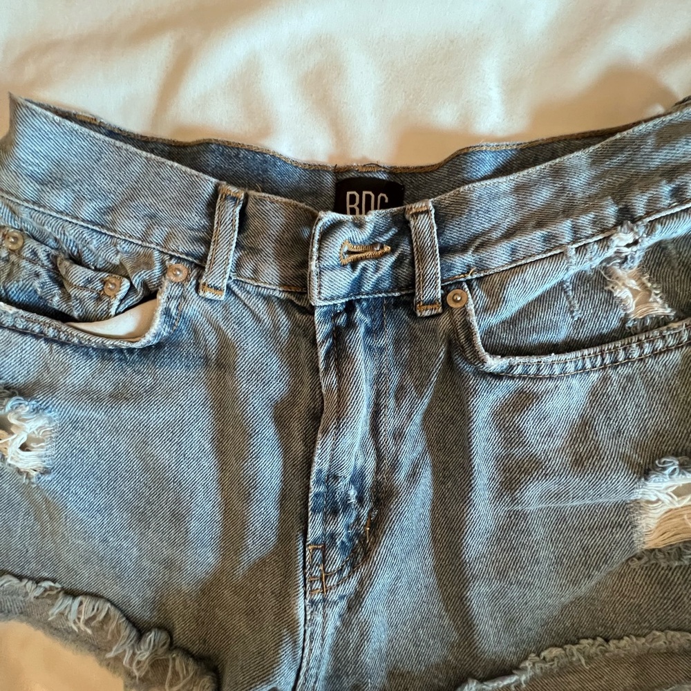 BDG cheeky high rise distressed jean shorts